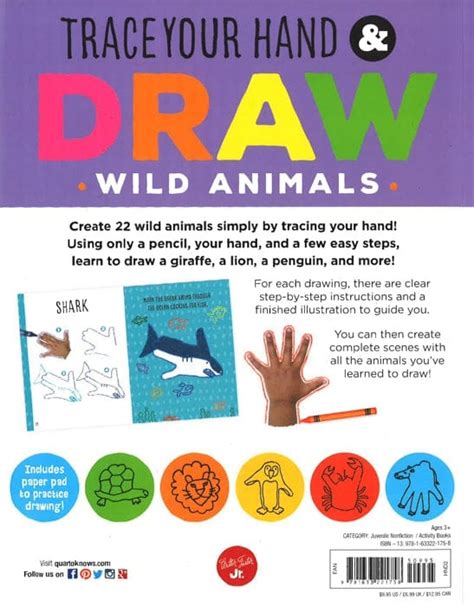 Trace Your Hand And Draw Wild Animals Learn To Draw 22 Different Wild