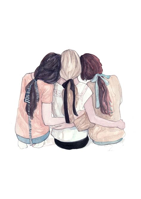 Best Friends Trio Fashion Illustration Print Etsy Şirin çizim