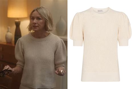 The Watcher Noras White Sweater With Puffed Short Sleeves In S1e07