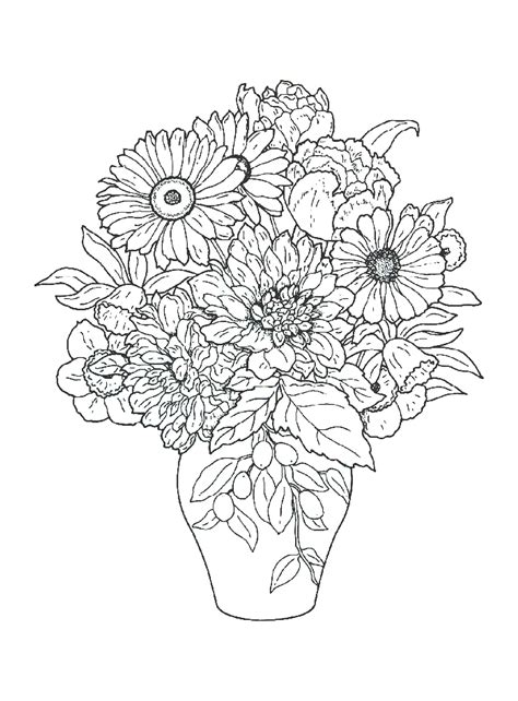 bouquet  flowers coloring pages  childrens printable