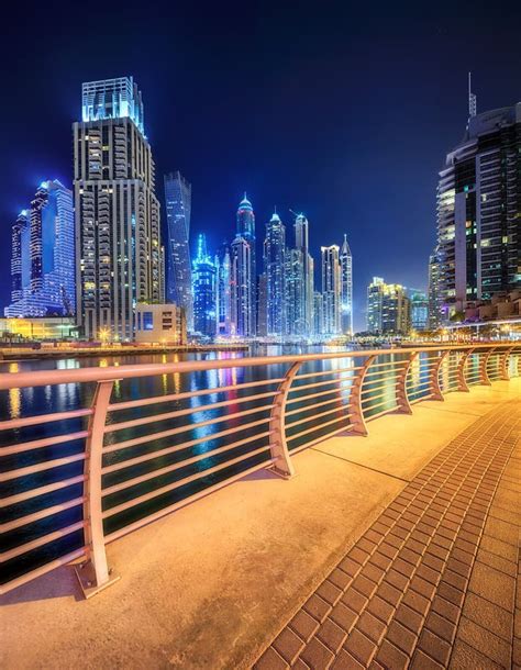 Panoramic View Of Dubai Marina Bay With Yacht And Cloudy Sky Dubai