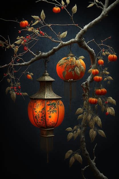 Premium Ai Image Close Up Of A Lantern Hanging From A Tree Generative Ai