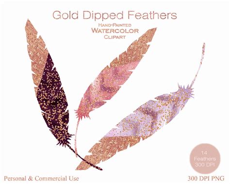 Are gold dipped roses worth anything. WATERCOLOR FEATHER Clipart Commercial Use Clip Art Boho ...