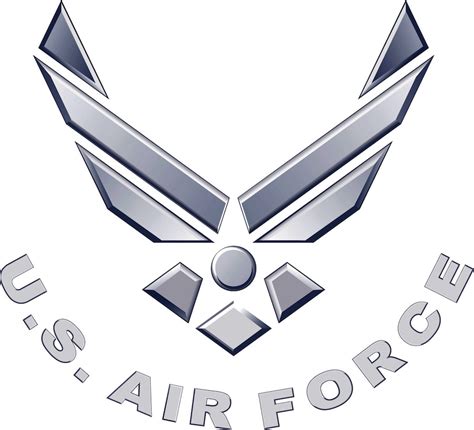 Air Force Symbol Curved Text Silver Metallic