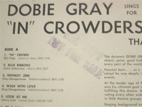 Dobie Graysings For In Crowders Insanely Rare Original 1965 Dj