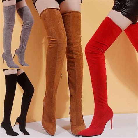 women stretch slim thigh high boots fashion over the heels boots in 2022 slim thighs fashion
