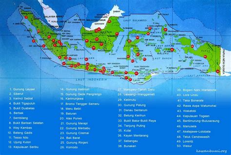 Peta Lokasi Daftar 50 Taman Nasional Di Indonesia Lengkap