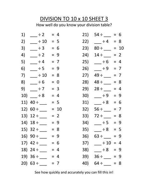 These grade 3 math worksheets are made up of horizontal division questions, where the math questions are written left to right. 3rd Grade Division Worksheets - Best Coloring Pages For Kids