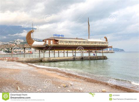 Yalta Crimea Restaurant On A Breakwater Editorial Photo Image Of