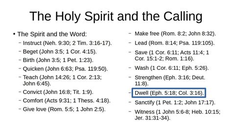 The Holy Spirit And The Calling Rutherford Church Of Christ
