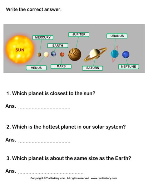 The Solar System Worksheet