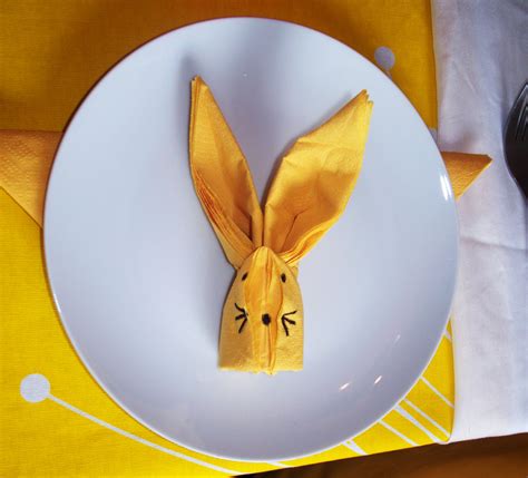 Easter Lunch Ideas Paper Napkin Folded Into Bunny Paper Napkin
