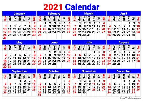 Free Printable 2021 Clendar With Big Numbers Free Printables