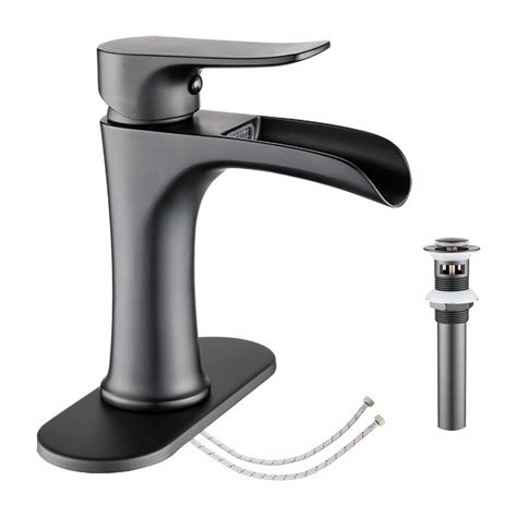 Buy Waterfall Bathroom Faucet Black YUNDOOM Matte Black With Pop Up
