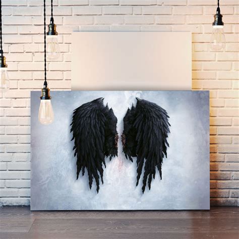 Fallen Angel Broken Wings Black Banksy Canvas Wall Art Print Etsy