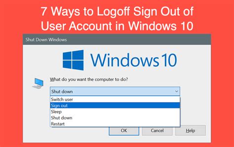 7 Ways To Log Off Or Sign Out From Windows 10 User Account Webnots