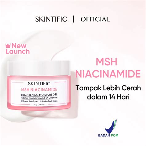 Skintific Msh Niacinamide Brightening Moisturizer Glowing Moisture Gel 30g Skintific Skintifik