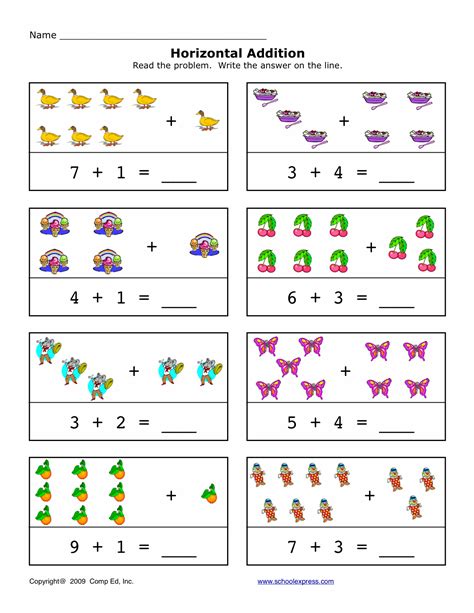 Simple Addition Worksheets Kindergarten