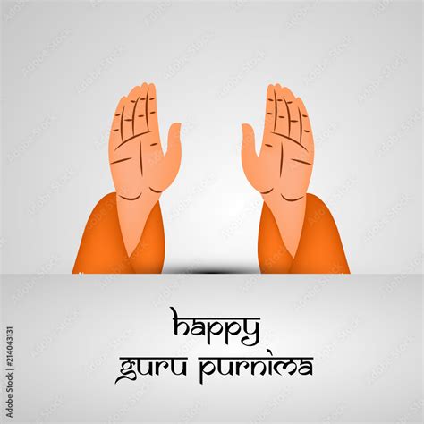 Illustration Of Hands Giving Blessing With Happy Guru Purnima Text On