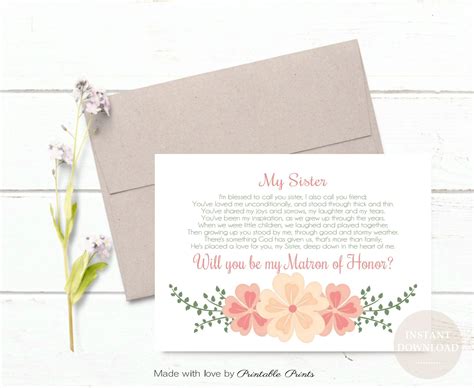 Sister Will You Be My Matron Of Honor Proposal Wedding Etsy