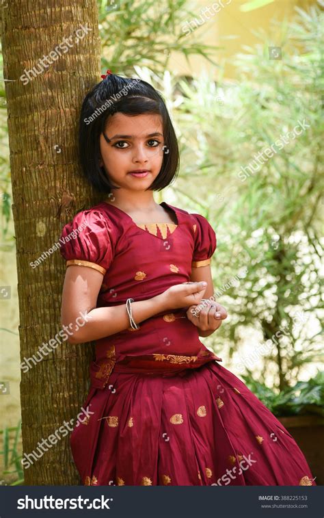 Kerala Onam Festival Happy Young Indian Girl Child Wearing • Wall