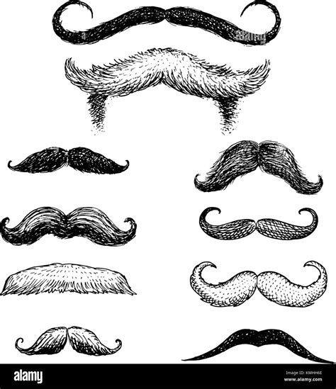 Set Of Mustache And Funny Beard Of Men Hipster And Retro Barber Or