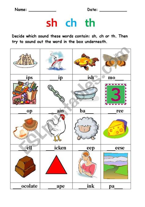 Digraphs With Hints Sh Th Ch Ph Wh Worksheet English Worksheets Sh Ch