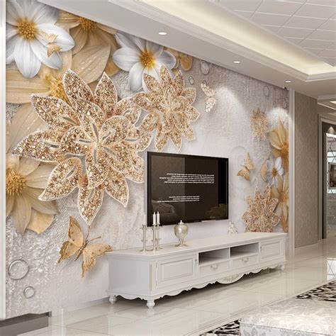 Custom Mural Wallpaper For Bedroom Walls 3d Luxury Gold