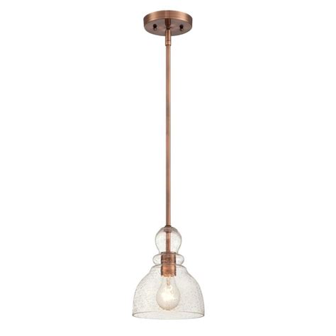 Westinghouse Fiona 1 Light Washed Copper Mini Pendant With Clear Seeded