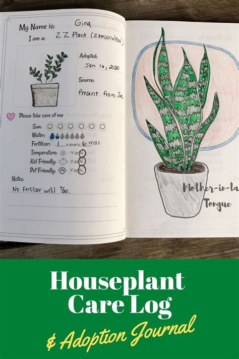 Houseplant Care Log House Plant Care Plant Journal Template Journal