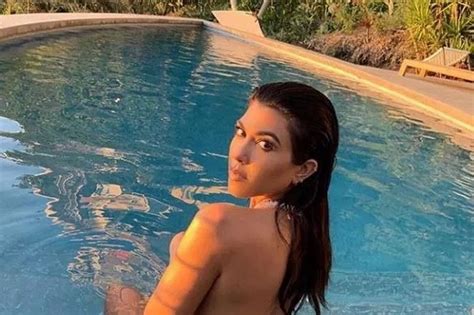 Kourtney Kardashian Strips Completely Naked For Swim