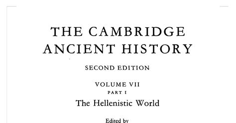 The Cambridge Ancient History Volume 7 Part 1 The Hellenistic World