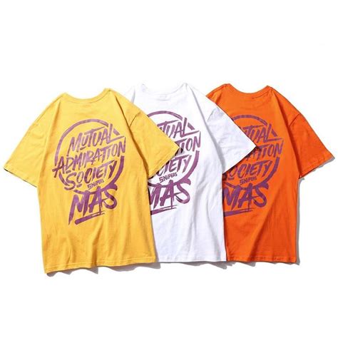 Mutual Admiration Printed Hip Hop Streetwear Loose Tees Color Yellow Yellow White Spring