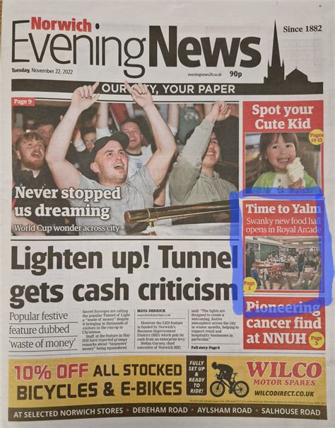 Yalm opening makes the front page of the Norwich Evening News - Royal