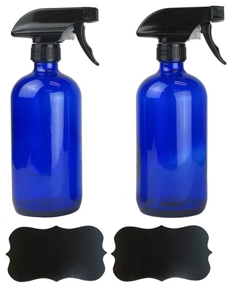 Dii 16oz Cobalt Blue Glass Bottle Set Of 2 With Labels Contemporary