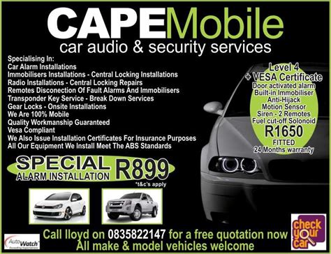 Cape Town Car Alarms And Immobilisers Cape Mobile Car Audio And
