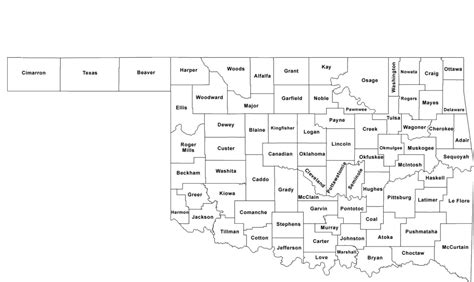 Oklahoma County Map With County Names Free Download