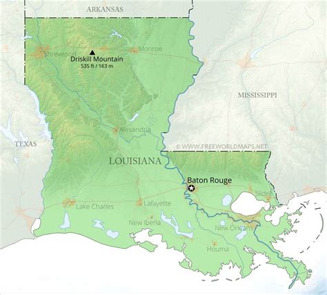 Physical Map Of Louisiana Tour Map