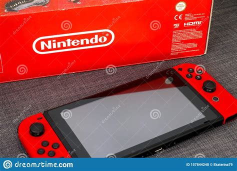 Nintendo Switch Video Game Console And Nintendo Red Box Editorial Stock