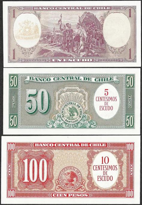 Lot Lot Of 3 Miscellaneous Banco De Chile Currency Notes