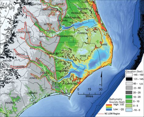 Elevation Map Of North Carolinas Coastal Plain Where Many