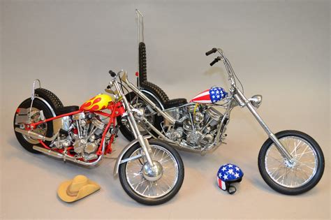 Two Franklin Mint Easy Rider 110 Scale Diecast Model Motorcyles