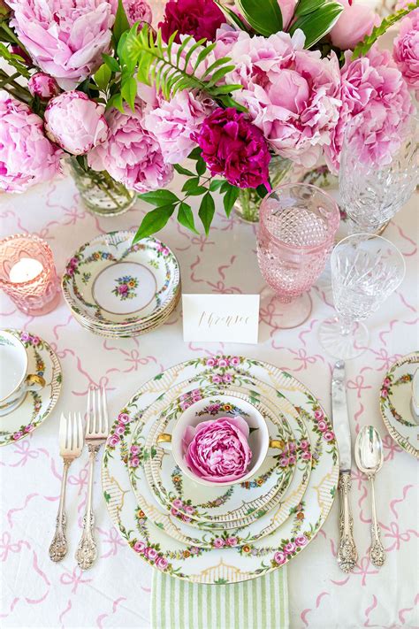 gorgeous elegant floral tea party tablescape pizzazzerie