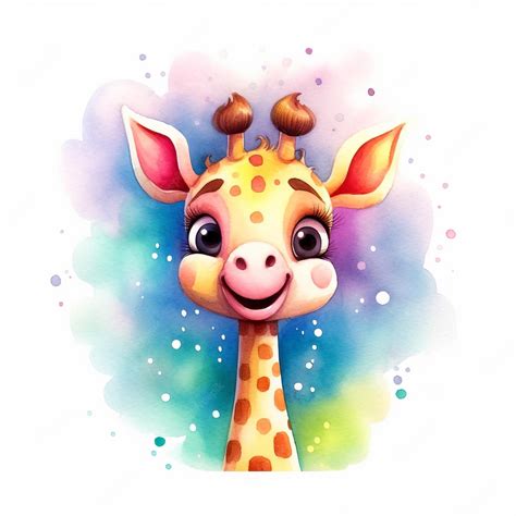Premium Photo Watercolor Giraffe With A Cute Face