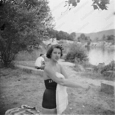 S Candid Of Pretty Woman By The Lake Vintage Negative Sc Ebay