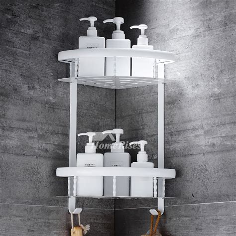 A heavy duty bathroom shelve a decorative wall mounted bathroom shelves use the bathroom shelve for hanging pots Double Layer Bathroom Shelves Wall Mounted Black