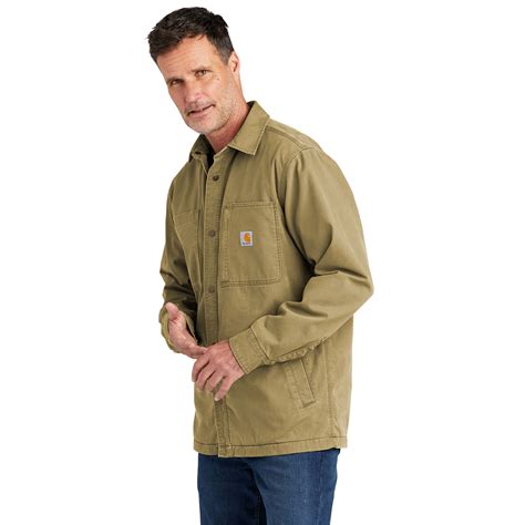 Carhartt 105532 Rugged Flex Fleece Lined Shirt Jac Dark Khaki Full
