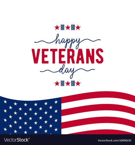 Happy Veterans Day With Waving American Flag Vector Image