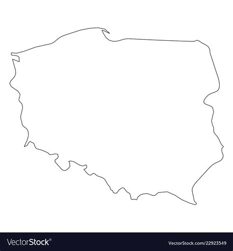 Poland Solid Black Outline Border Map Of Country