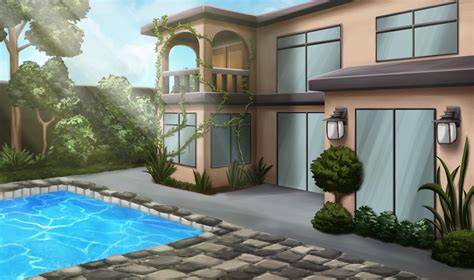 EXT HOUSE POOL DAY Episode Interactive Backgrounds Anime Places